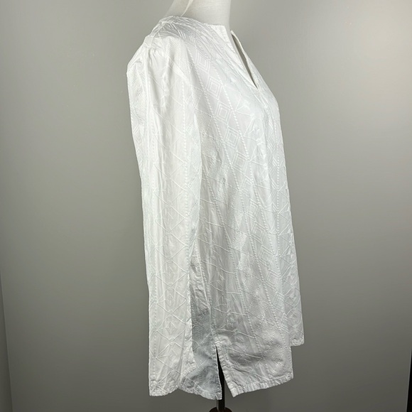 Lands End Embroidered 100% Cotton Tunic Sz L 14-16 Notch Coastal Beachy Swim - Picture 4 of 13